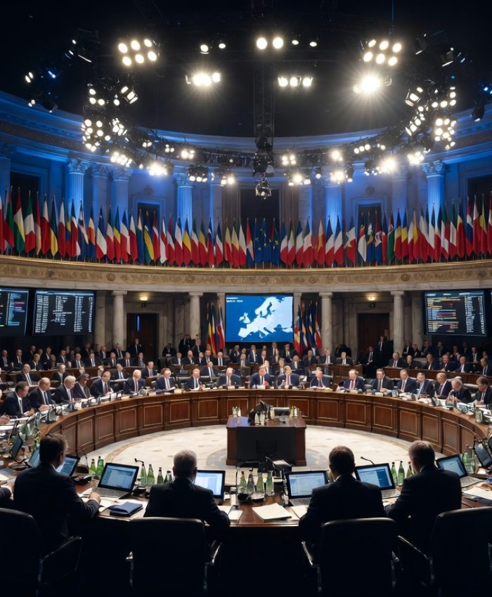 European leaders gathered at an emergency EU summit in Brussels in 2026 to debate defense spending and economic policy.